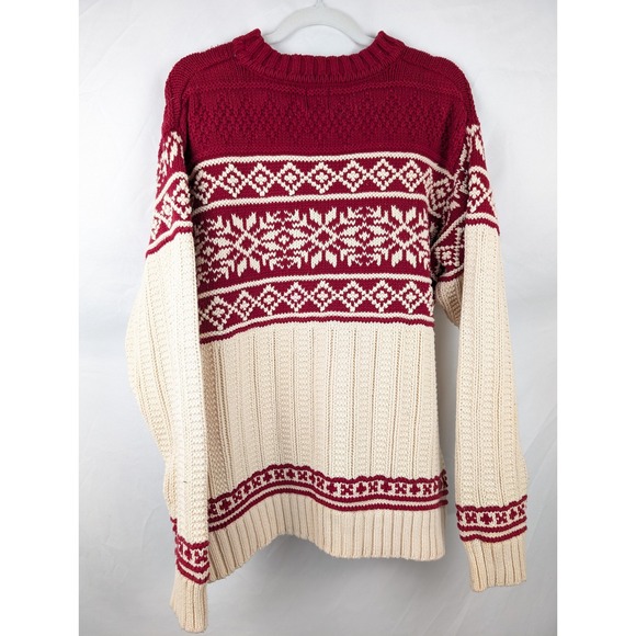 Vtg Gap 100% Cotton Nordic Fair Isle Chunky Knit Sweater L Apre Ski Cottagecore - Picture 6 of 10